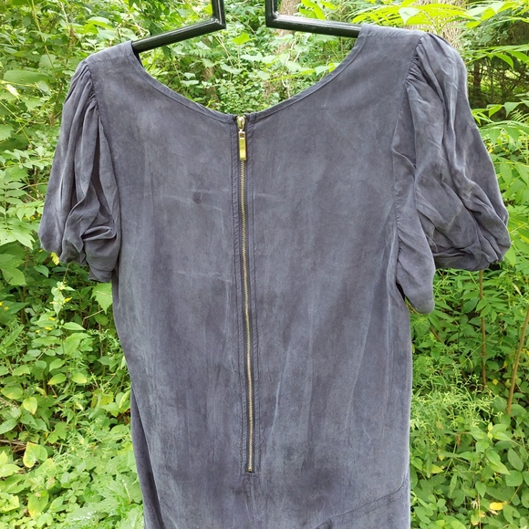 100% Silk Bubble Sleeve Mini Dress - Picture 6 of 12